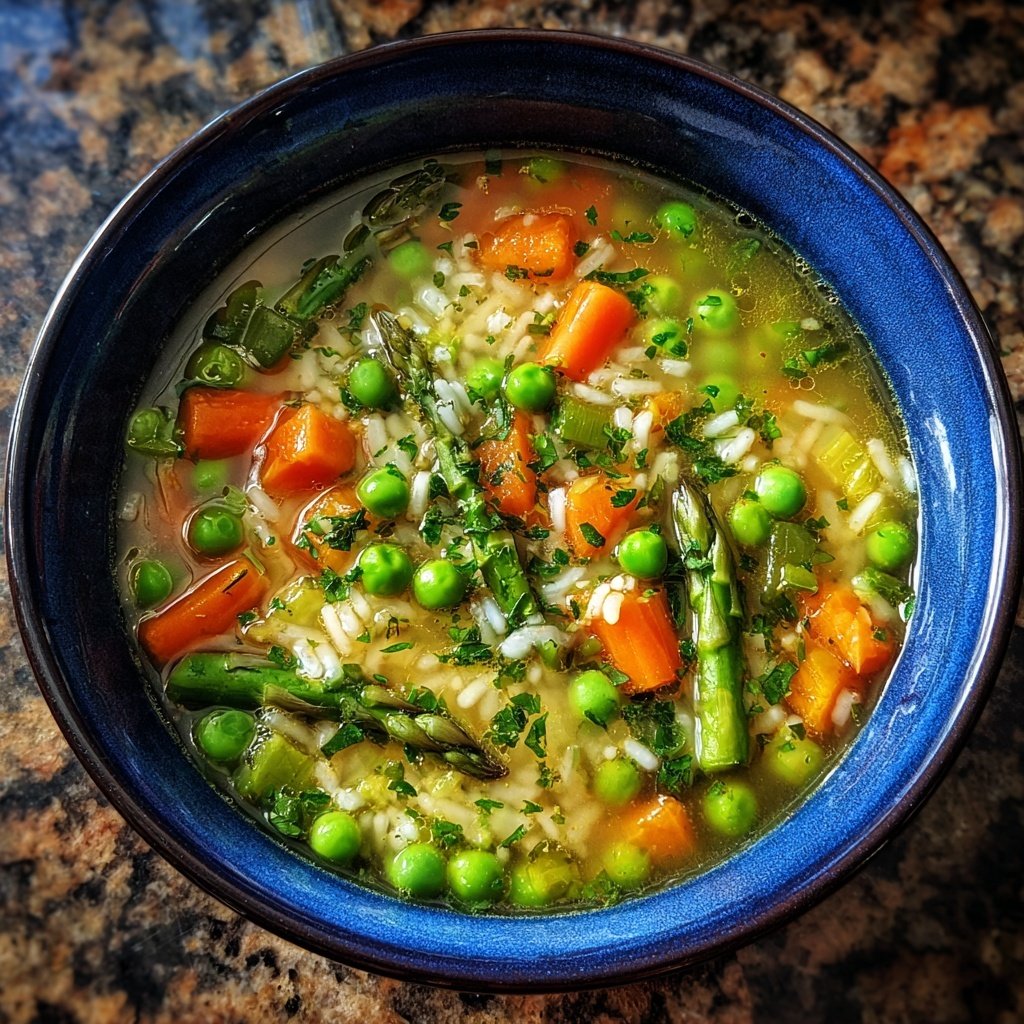 Light Spring Vegetable Rice Soup