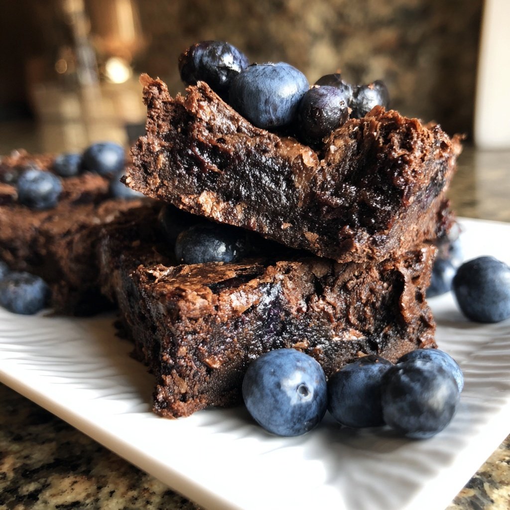Cottage Cheese Brownies with Blueberries