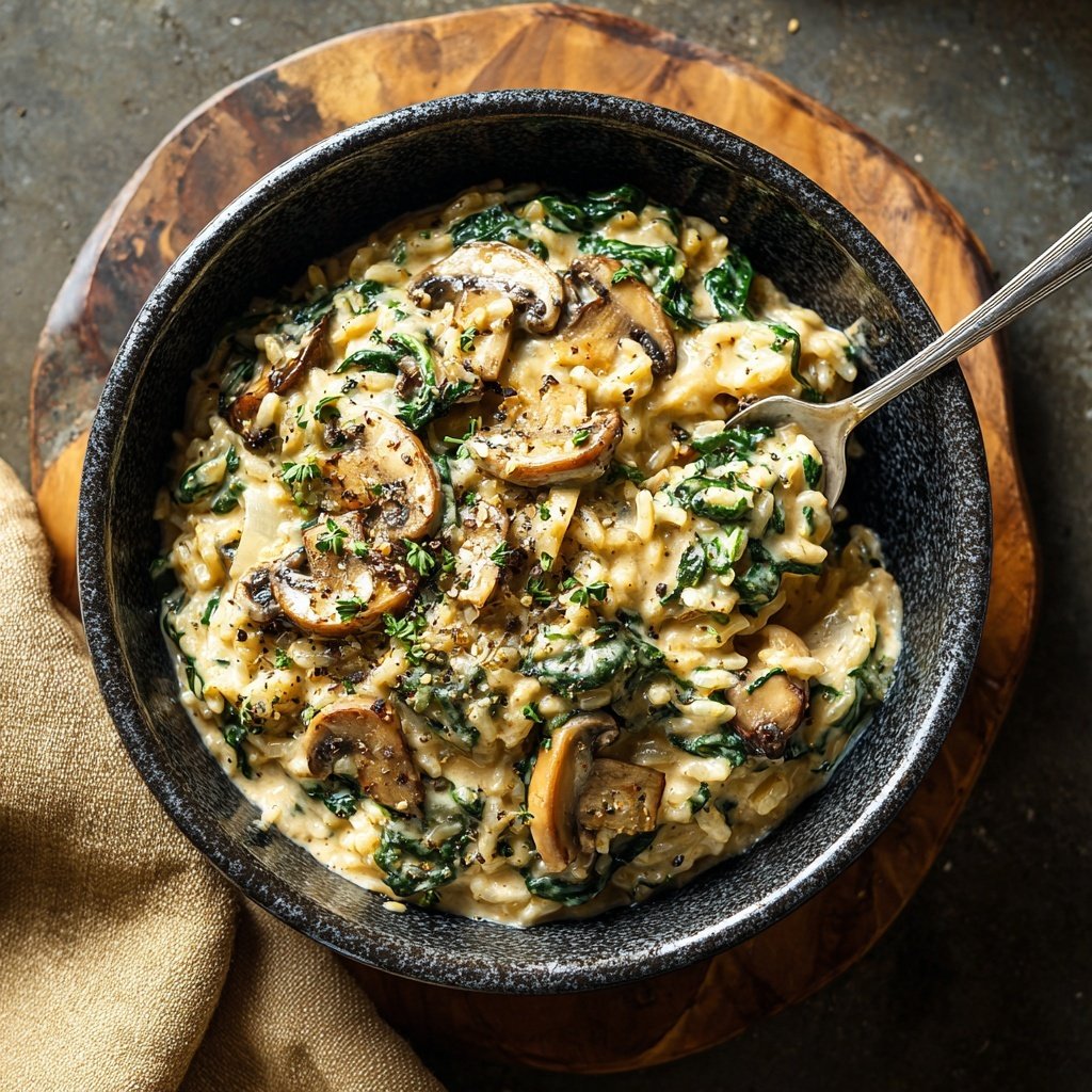 Creamy Mushroom Spinach Rice