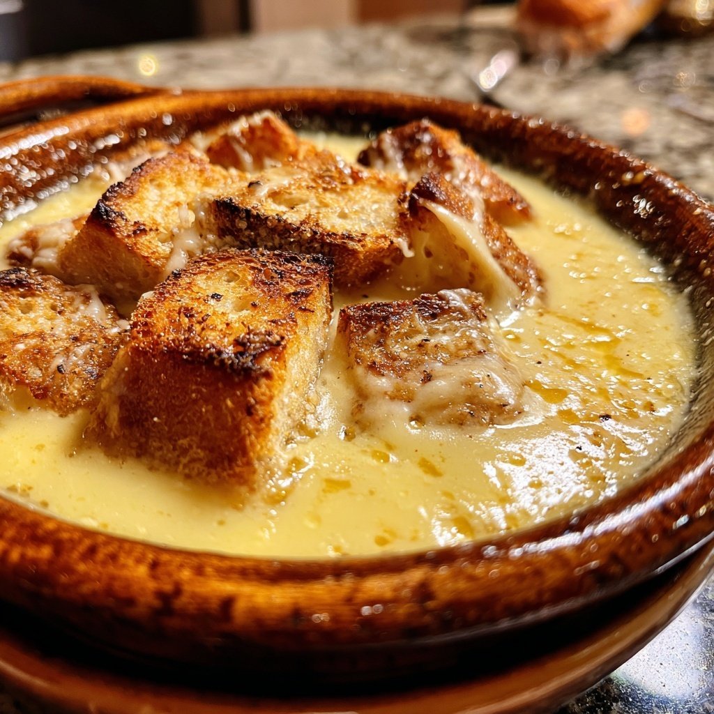 Fondue with Beer and Swiss Cheese