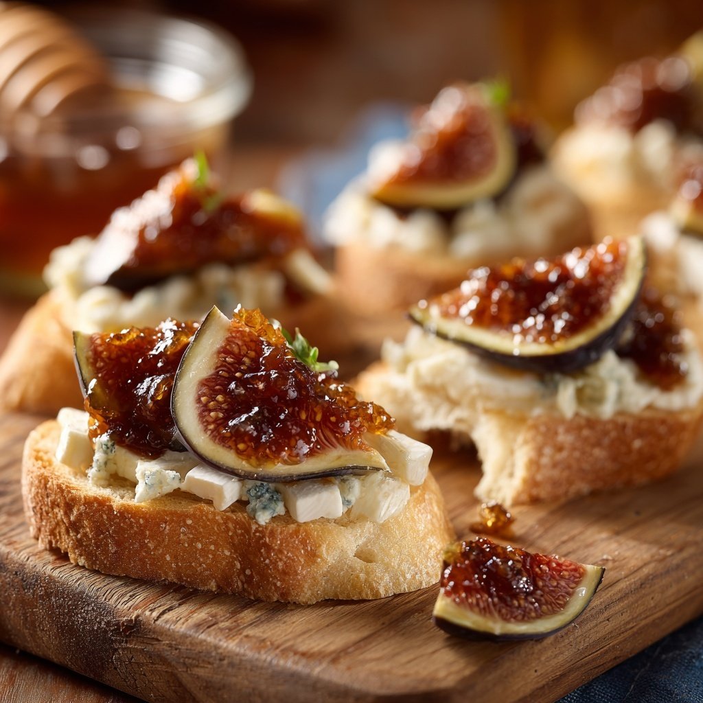 Canapés with Fig Jam and Brie