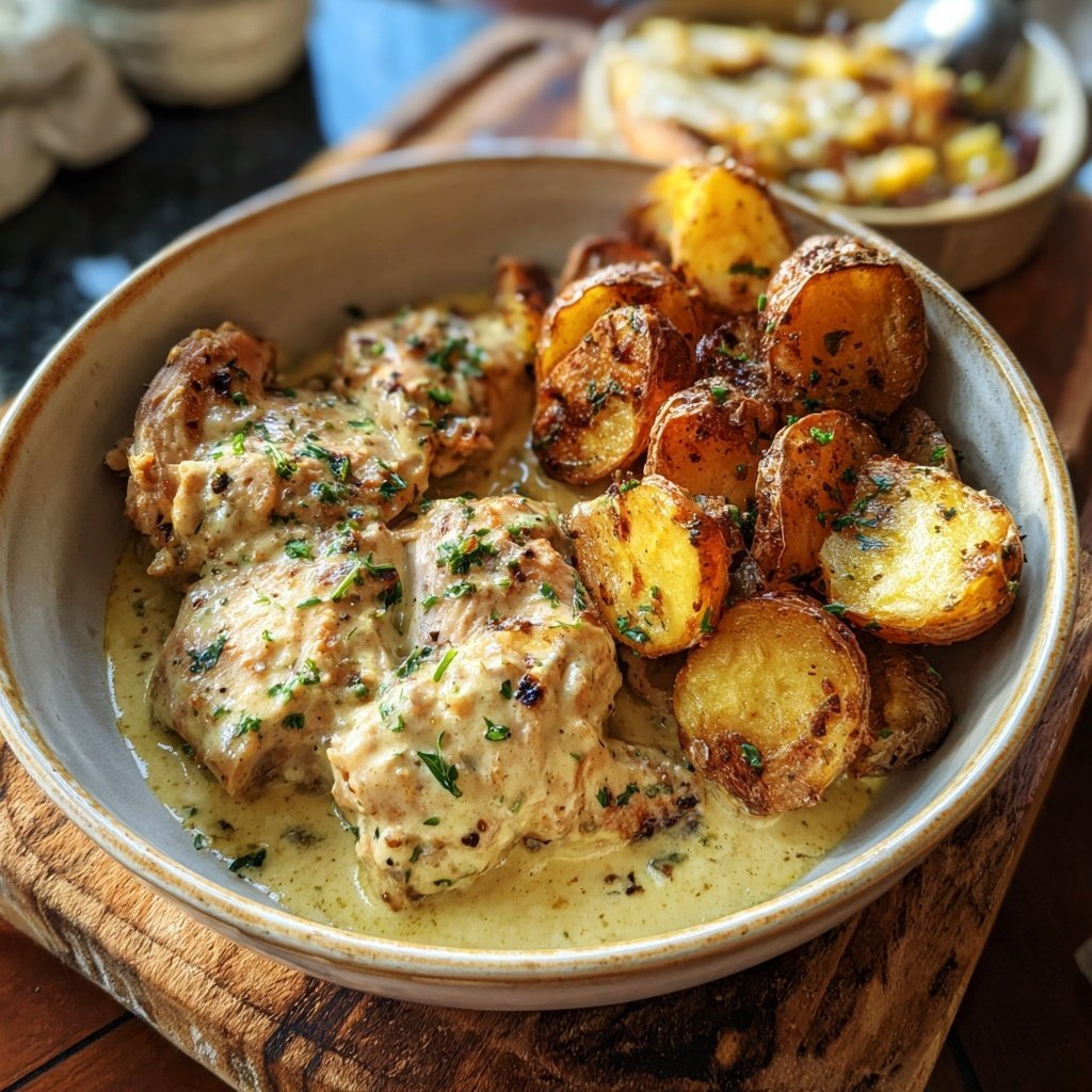 Creamy Dijon Chicken With Roasted Potatoes