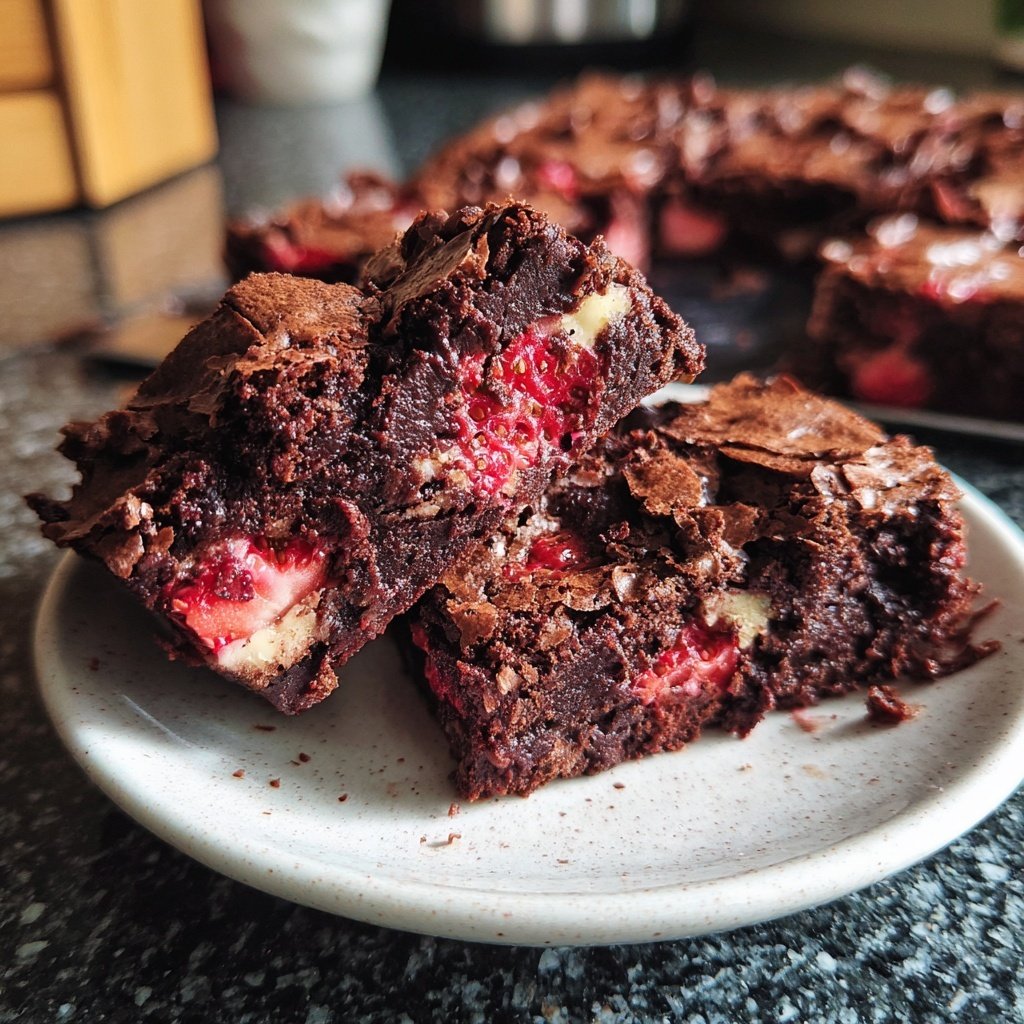 Cottage Cheese Brownies with Strawberry Pieces